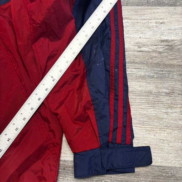Vintage Adidas Jacket Navy Maroon Mens XL Full Zip Windbreaker Track 90s Nylon - Picture 5 of 11